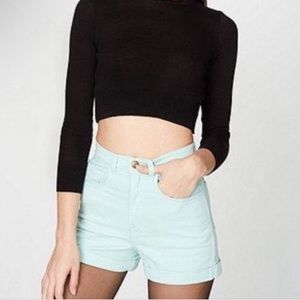 Vintage American Apparel Denim High-Waist Cuff Shorts